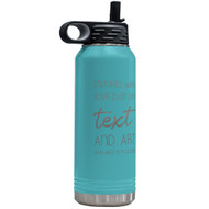 Custom Engraved 32 oz Teal Water Bottle with Flip Straw and Your Message and Art or Logo