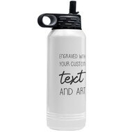 Custom Engraved White And Black 32 Oz Water Bottles With Your Text And Art