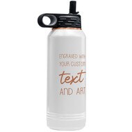Custom Engraved White And Rose Gold 32 Oz Water Bottle With Your Text And Art