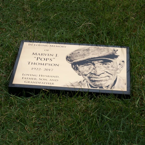 Custom Bronze Headstone in Grass