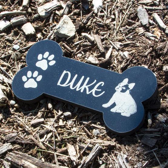 Custom Dog Bone Memorial on Ground