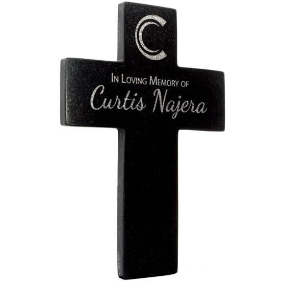 Personalized Cross Memorial Stone - Engraved Granite Memorial Cross. Engraved with your message and art or picture.