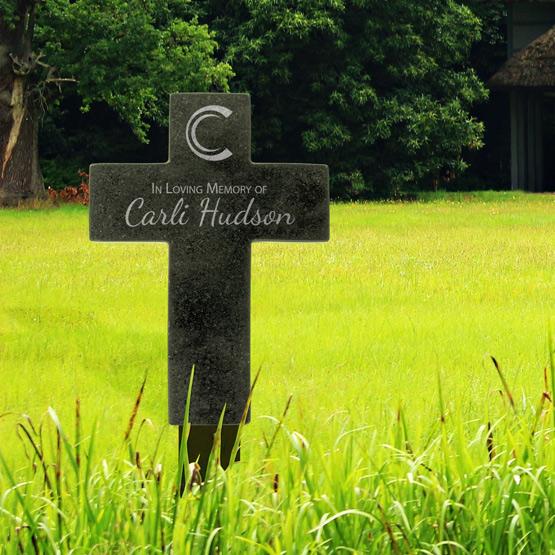 Granite Memorial Crosses in Grass