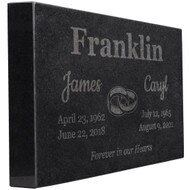 Custom Double Headstone, Couples Black Granite Memorial, Granite Headstone. Engraved with your information and clipart.