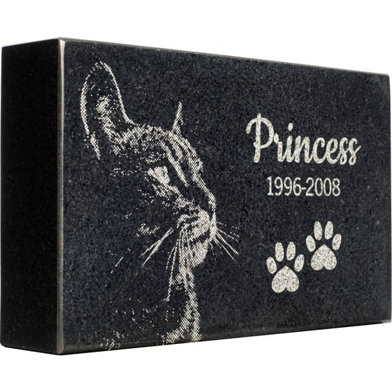 Custom Cat Headstone, Granite Cat Memorial, Cat Grave Markers. Engraved with your message and art or picture.