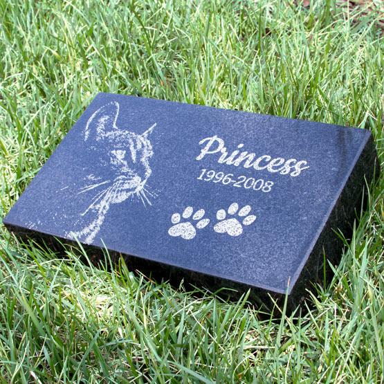 Custom Cat Headstone in Grass