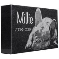 Custom Dog Headstone, Granite Dog Memorial, Dog Grave Markers. Engraved with your message and art or picture.