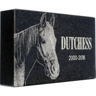 Custom Horse Headstone, Granite Horse Memorial, Horse Grave Markers. Engraved with your message and art or picture.