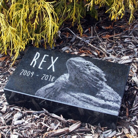Granite Pet Headstone in Mulch