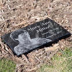 Custom Granite Headstone Memorial, Engraved Granite Markers. Engraved with your message and art or picture.