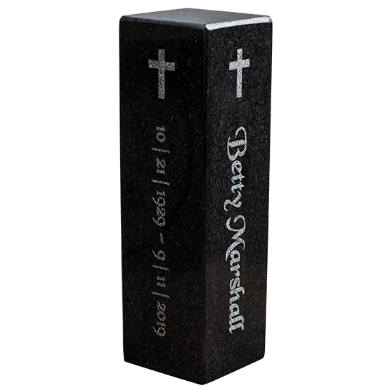 Personalized Memorial Gifts - Engraved Memorial Granite Stone Pillars. Engraved with your clipart and information.