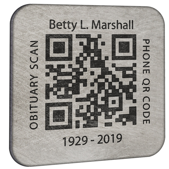 Custom Memorial QR Tags - Engraved Titanium QR Code Obituary Tags. Engraved with your loved one's information.