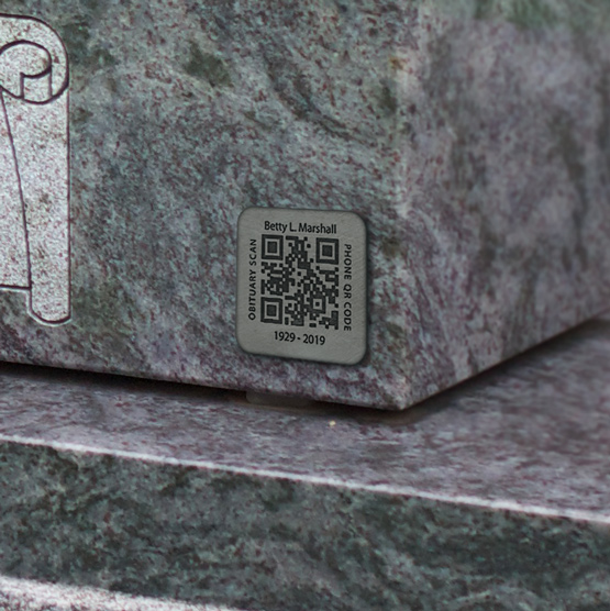 Titanium Memorial Tag on Headstone
