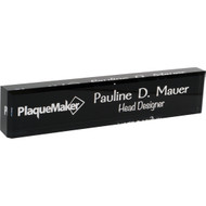 Custom Acrylic Name Plate - Black Backed Clear Acrylic & Beveled Edge. Engraved with your name, title, and logo.