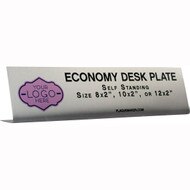 Custom Desk Plate - Free Standing Economy Full Color Metal Name Plaque. Printed with your name, title, and logo.