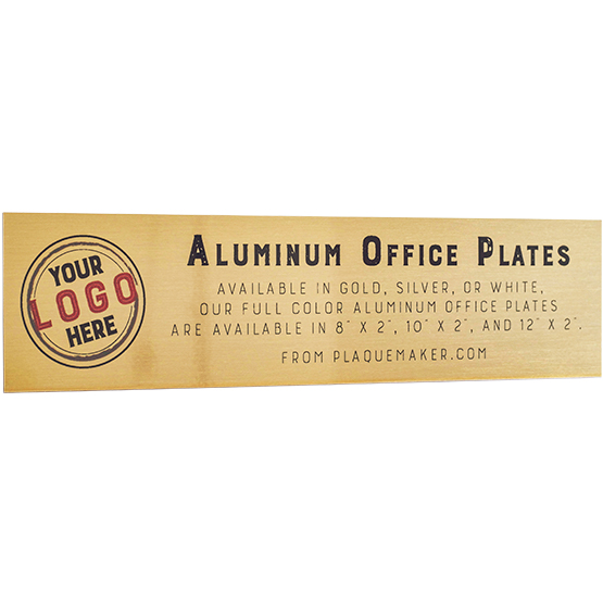 Custom Name Plate - Full Color Aluminum Office Name Plate. Printed with your name, title, and logo.