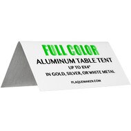 Custom Table Tent, Printed Aluminum Name Tent - Up to 8x4". Printed with your name, title, and logo.