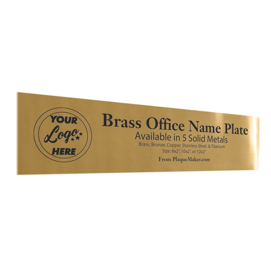 Custom Name Plate - Brass Office Name Plate, Engraved Name Plate. Engraved with your name, title, and logo.