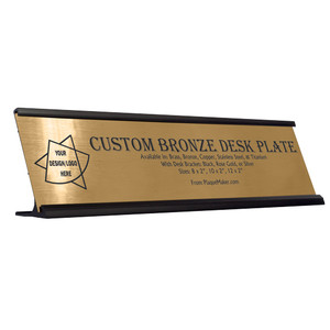 Custom Desk Plate - Bronze Desk Name Plaque, Engraved Desk Plate. Engraved with your name, title, and logo.