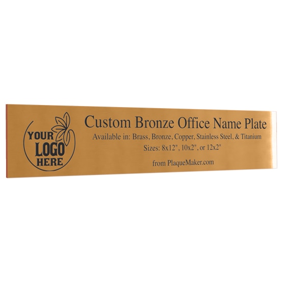 Custom Name Plate - Bronze Office Name Plate, Engraved Name Plate. Engraved with your name, title, and logo.