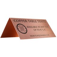 Custom Table Tent, Copper Name Tent - Up to 8x4". Engraved with your name, title, and logo.