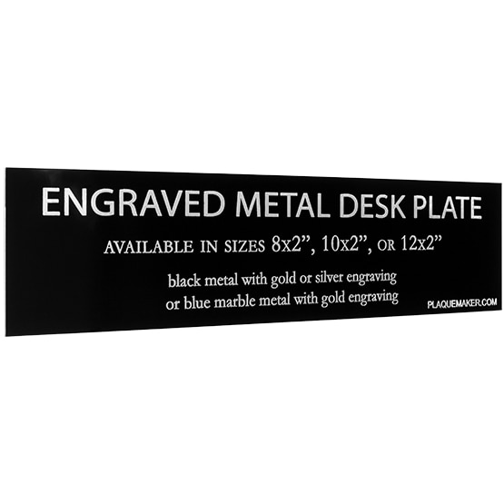 Custom Desk Plate - Laser Engraved Desk Name Plaque, Aluminum. Engraved with your name, title, and logo.