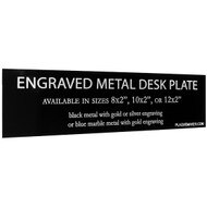 Custom Desk Plate - Laser Engraved Desk Name Plaque, Aluminum. Engraved with your name, title, and logo.