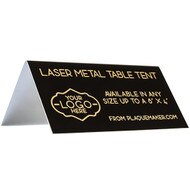 Custom Table Tent, Laser Engraved Aluminum Name Tent - Up to 8x4". Engraved with your name, title, and logo.