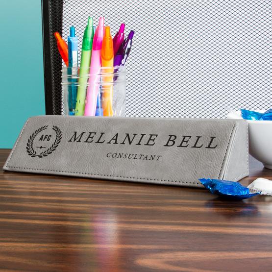 Gray Leatherette Desk Wedge on Desk