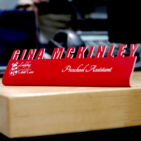 Cut Out Desk Name Plates on Desk