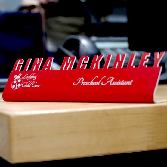 Cut Out Desk Name Plates on Desk