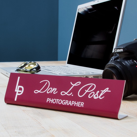 Plastic Economy Name Plate on Desk