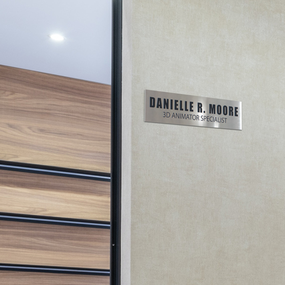 Stainless Steel Name Plate on Wall