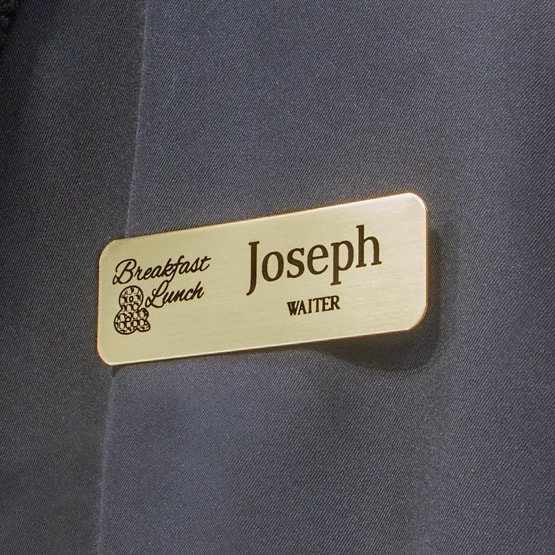 Brass Magnetic Name Badge on Shirt