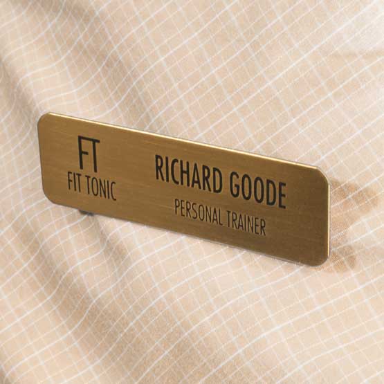 Bronze Magnetic Name Badge on Shirt