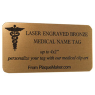 Custom Bronze Medical Name Tag