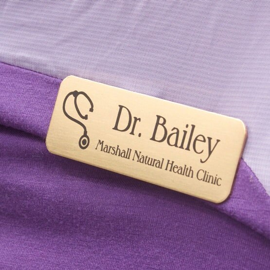 Bronze Medical Name Tag on Shirt