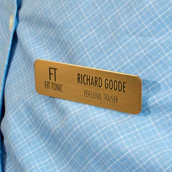 Bronze Metal Name Tag on shirt