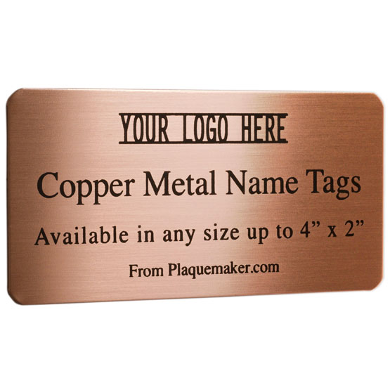 Customizable Copper Name Tags - Up to 4x 2, PlaqueMaker