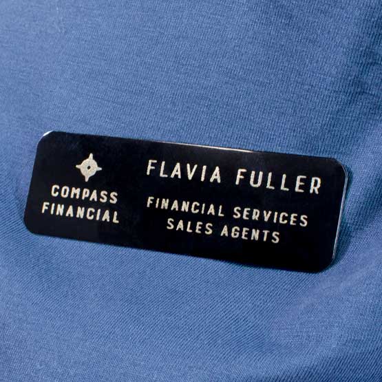 Laser Metal Name Badge on Shirt