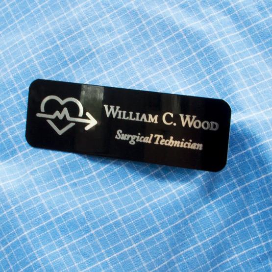 Medical Laser Engraved Tag on Shirt