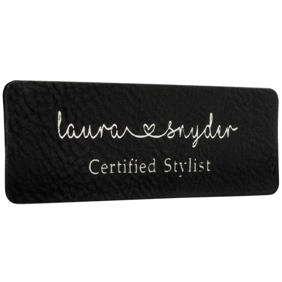 Custom Faux Leather Black Name Tag