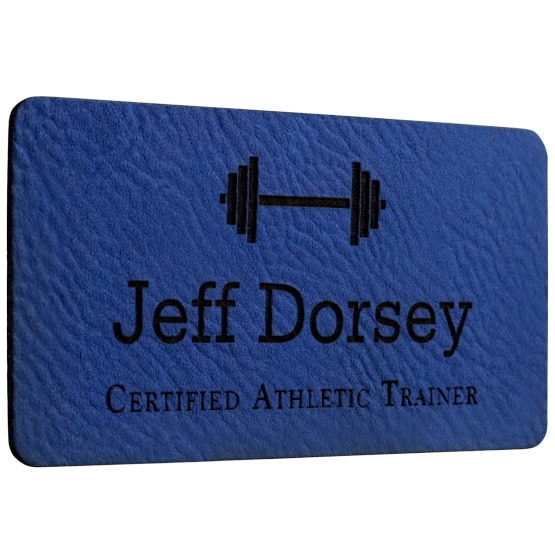 Custom Faux Leather Blue Name Tags