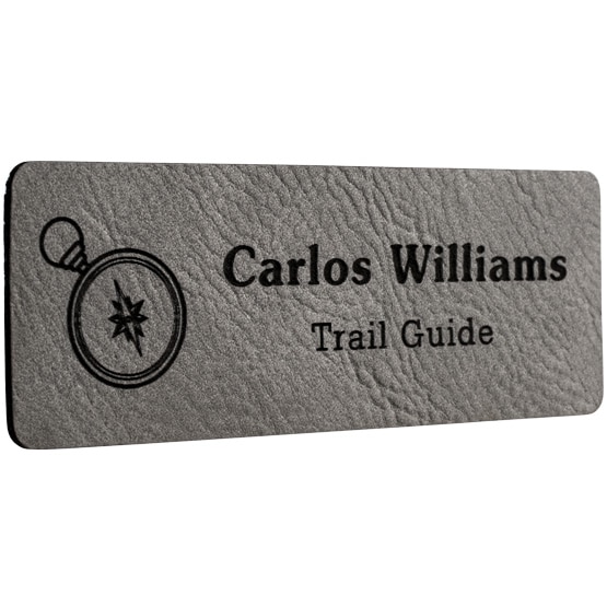 Custom Faux Leather Gray Name Tags