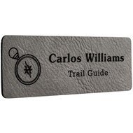 Custom Faux Leather Gray Name Tags