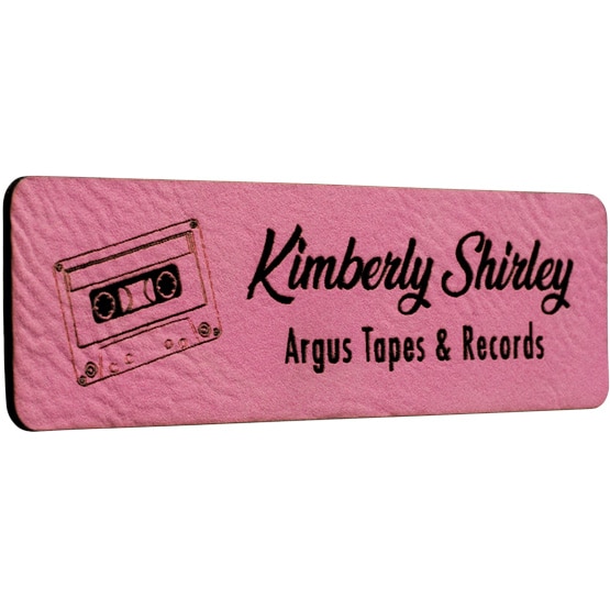 Custom Pink Leather Name Tags