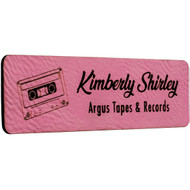 Custom Pink Leather Name Tags