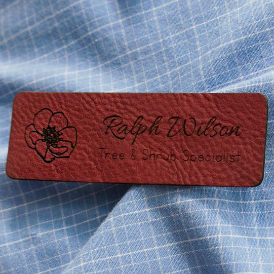 Leather Rose Name Tags on Shirt