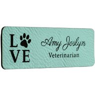 Custom Leather Teal Name Tags