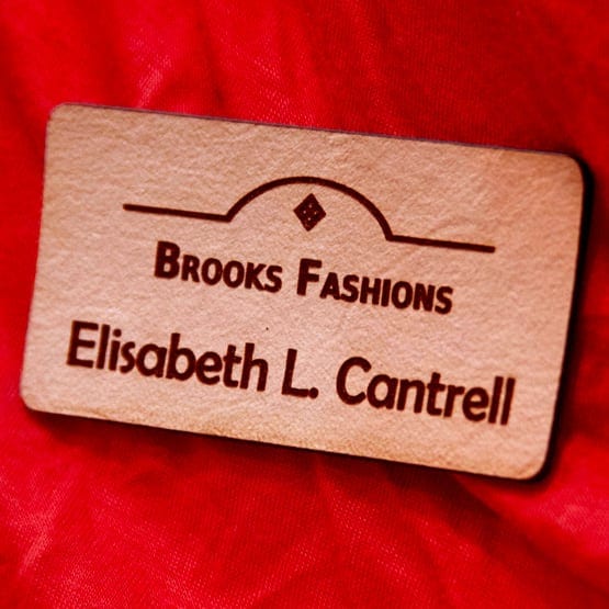 Custom Leather Name Tags on Shirt